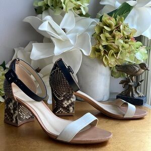 Alexandre Birman Judy Python Embellished Block Heeled Sandals